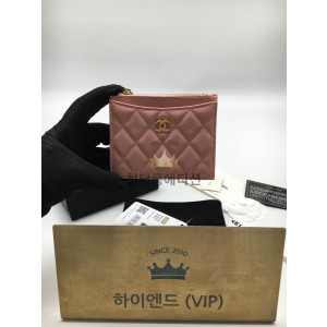 샤넬 클래식 캐비어 지퍼 카드홀더 (컬러 연핑크)