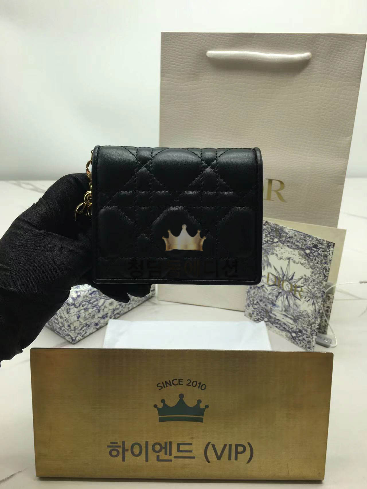 디올 레이디 디올 가데니아 미니 지갑 블랙