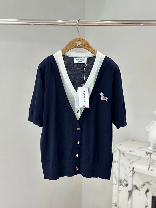 톰브라운 레이어드 헥터 반팔 가디건