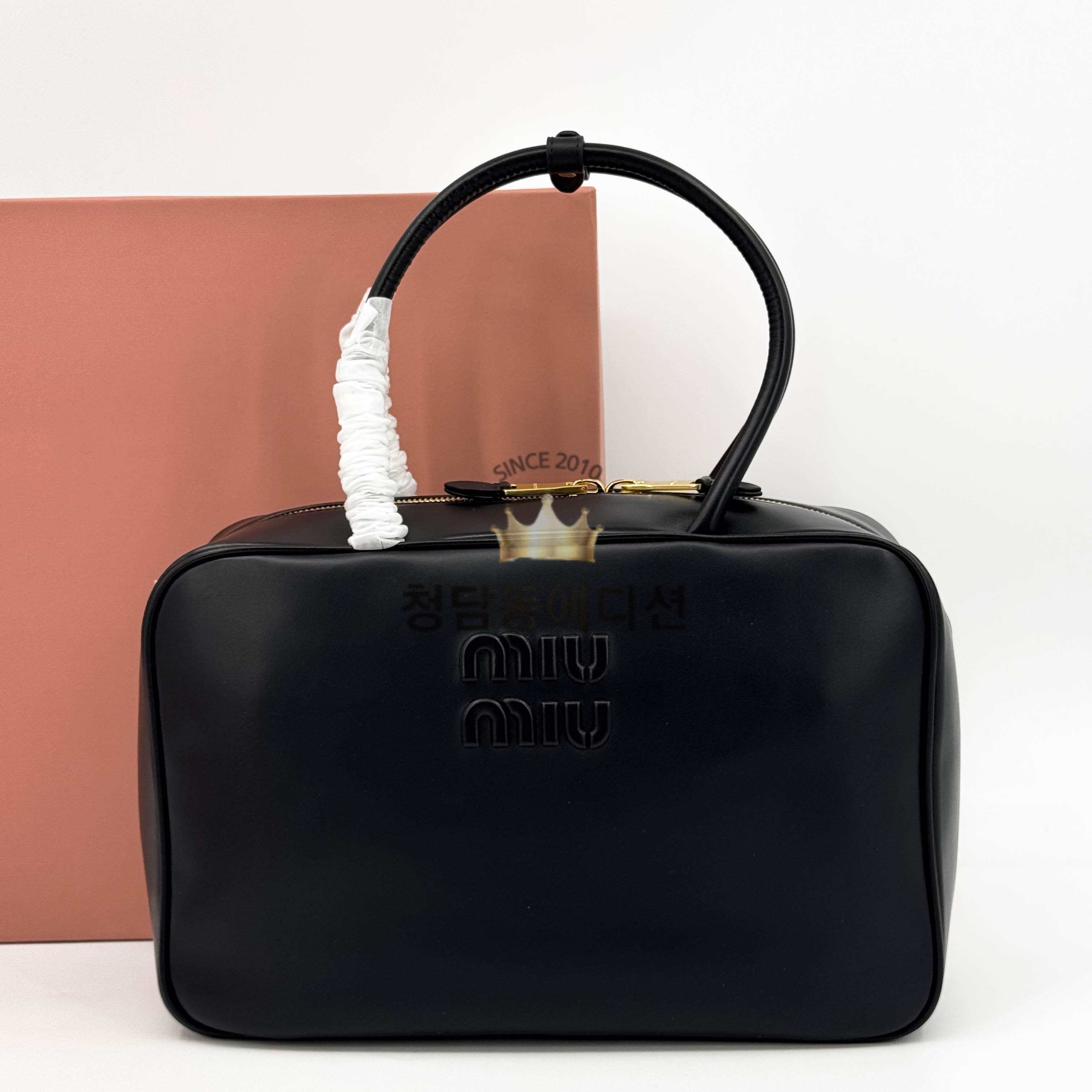 미우미우 가죽 보 백 라지