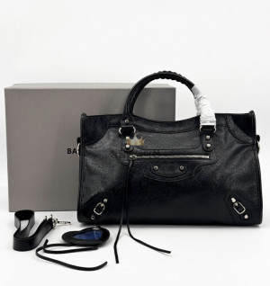 발렌시아가 르 시티 미디움 백 블랙 (은장)