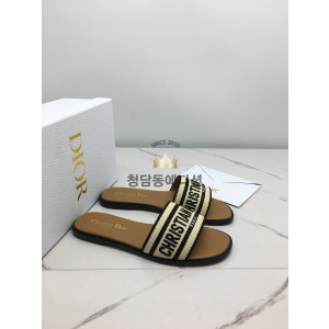 디올 뮬 디웨이 코튼 라피아 슬리퍼