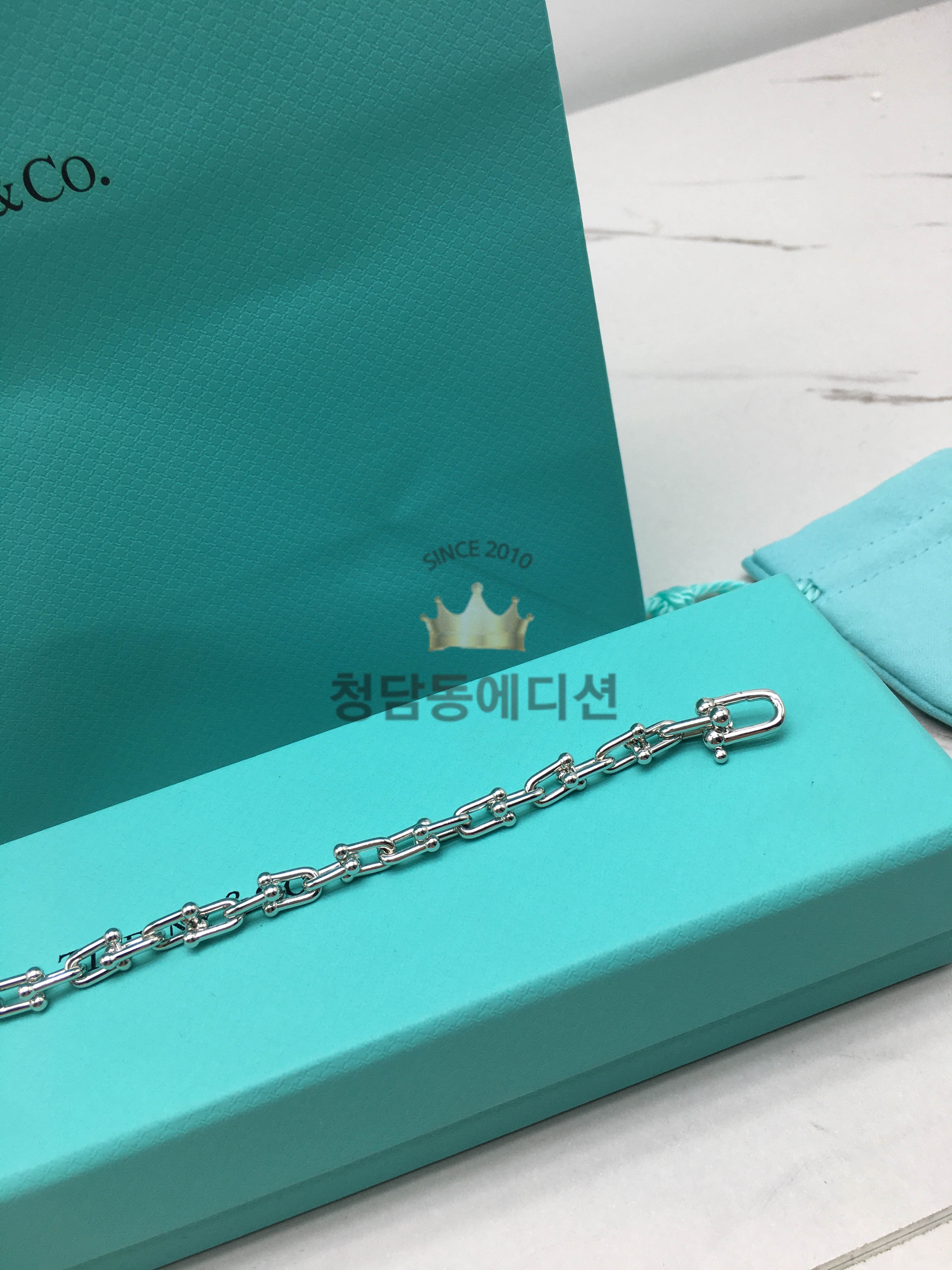 티파니 팔찌 하드웨어 스몰 링크 브레이슬릿 (컬러 화이트골드)