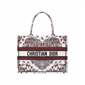 디올 DIORAMOUR 라떼 자수 & 멀티 컬러 Coeur des Curiosités 모티브 북토트백 미디움