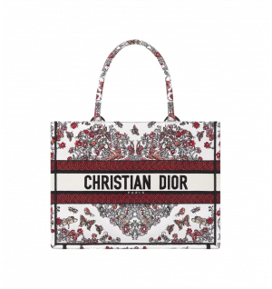 디올 DIORAMOUR 라떼 자수 & 멀티 컬러 Coeur des Curiosités 모티브 북토트백 미디움