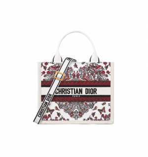 디올 DIORAMOUR 라떼 자수 & 멀티 컬러 Coeur des Curiosités 모티브 북토트백 스몰 