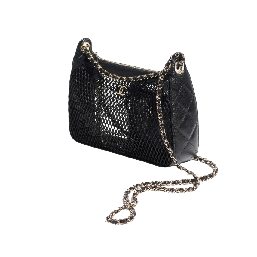 샤넬 25S 메시 샤이니 램스킨 골드 톤 메탈 체인 미니백 AP4572