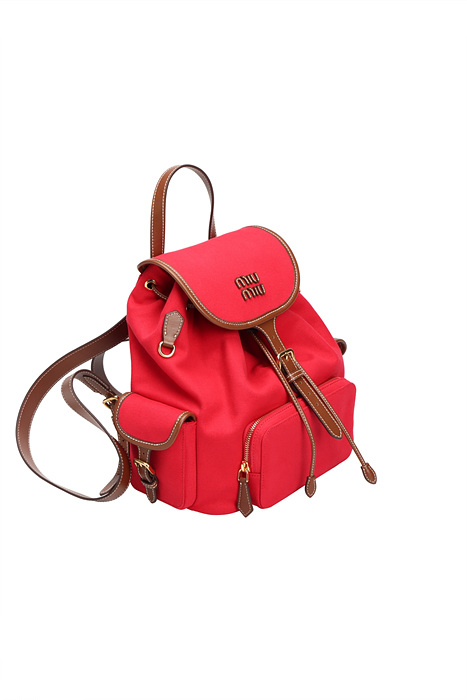 미우미우 엠보싱로고 캔버스 및 가죽 백팩 스몰, 미디움