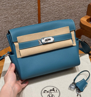 에르메스 켈리 메신저백 올수공 (컬러 블루 진) (Renewal ver.)