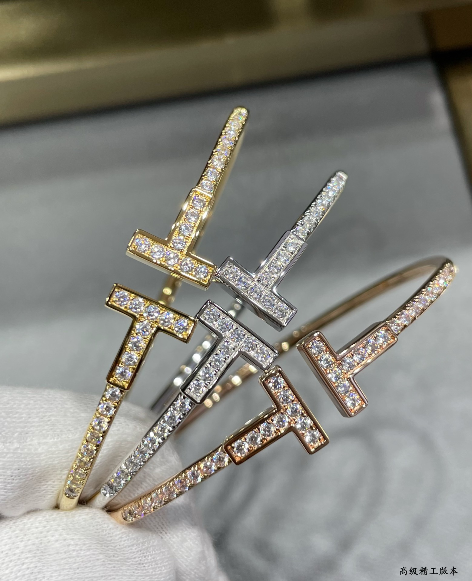 티파니 T와이어 팔찌 풀다이아 브레이슬릿 (3COLOR)