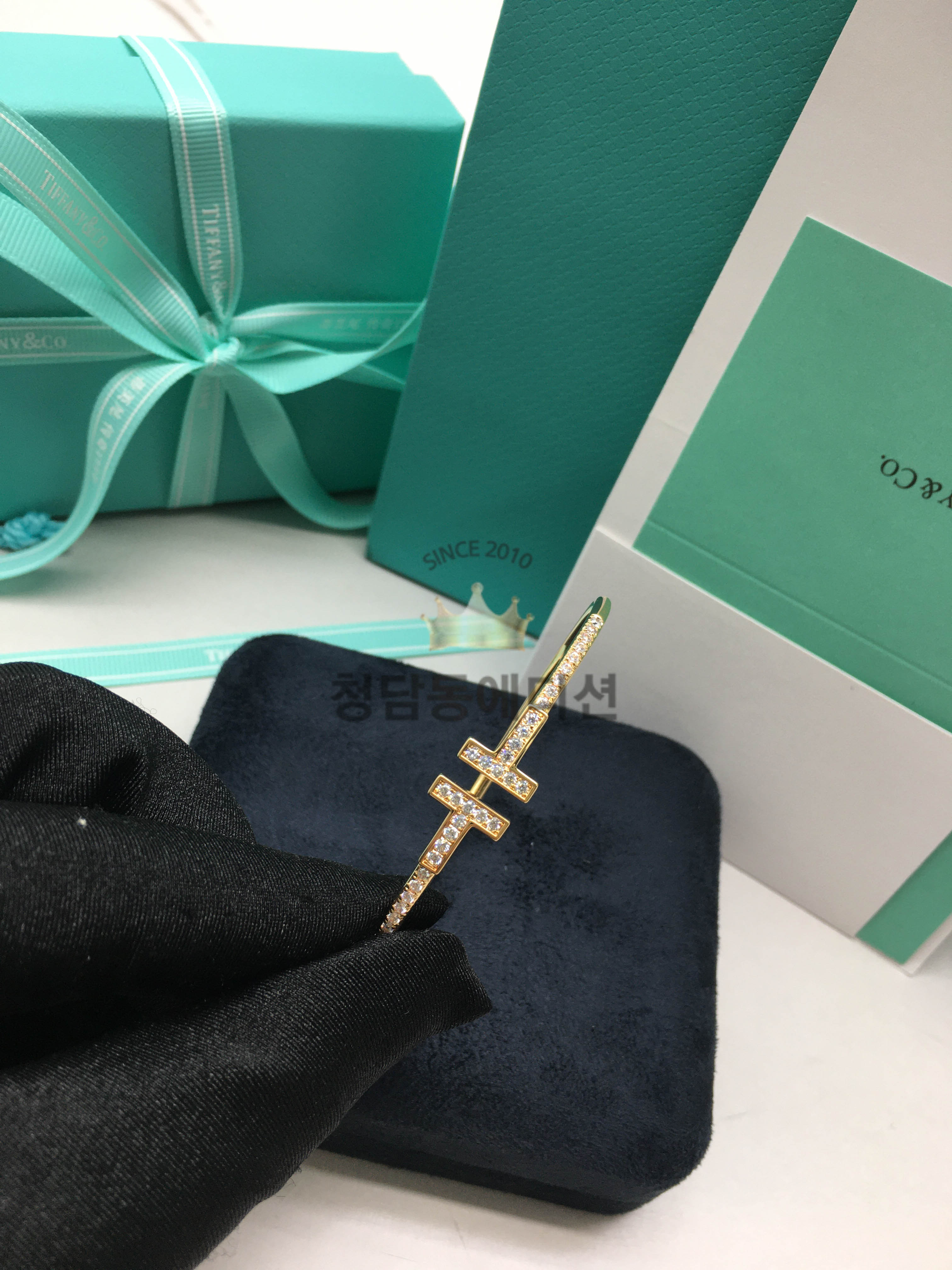 티파니 T와이어 팔찌 풀다이아 브레이슬릿 (3COLOR)