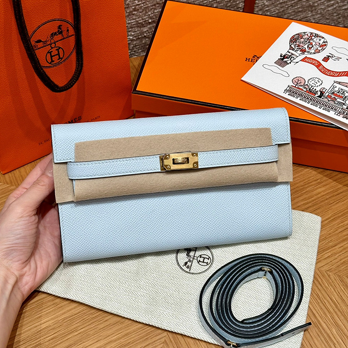 에르메스 켈리 투 고 미니백 앱송 (컬러 블루 팔 금장)
