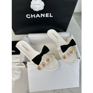 샤넬 클래식 플라워 리본 슬리퍼