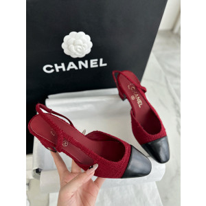 샤넬 트위드 슬링백 미들힐