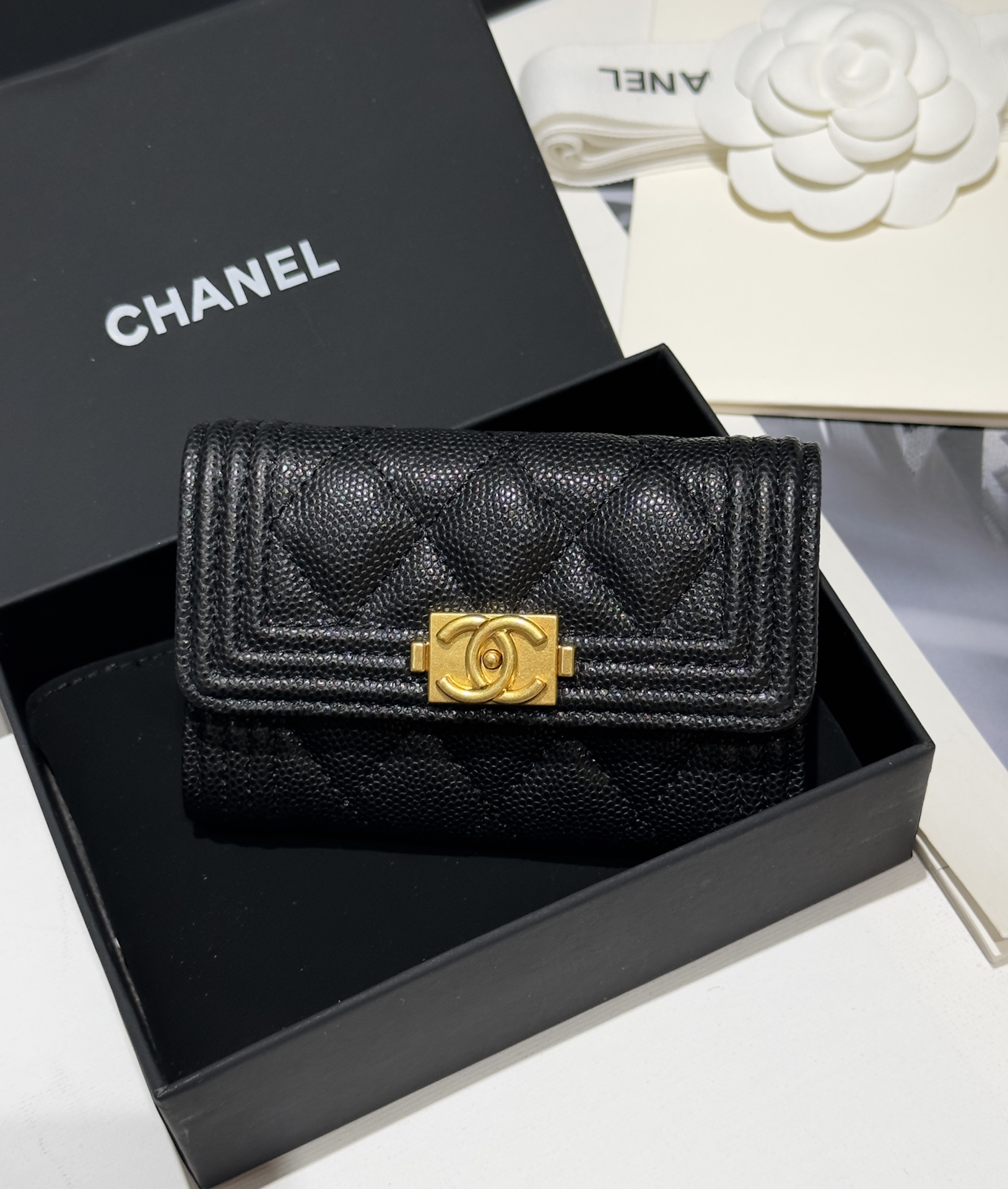 샤넬 보이 카드지갑 (금장)