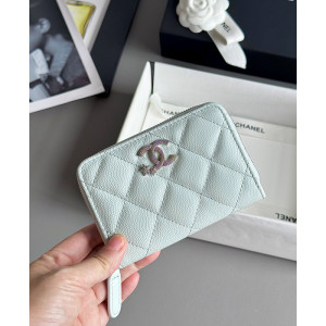 샤넬 25B CC 별 로고 캐비어 지퍼 카드지갑 (컬러 스카이블루)