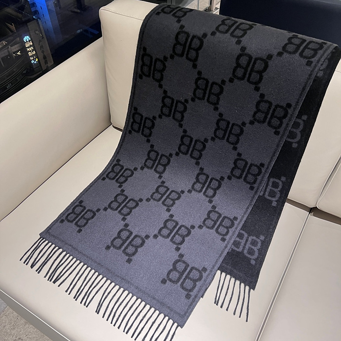 발렌시아가 캐시미어 울 로고 머플러