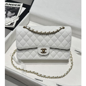 샤넬 클래식백 캐비어스킨 라이트골드 미디움 25.5cm (아웃스티칭) (금장)