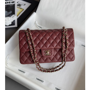샤넬 클래식 캐비어 미디움 25.5cm (컬러 버건디)